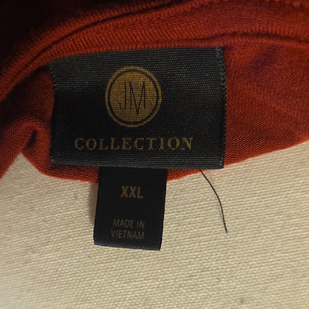 JM Collection Graphic Tunic with 3/4 Sleeves in Orange and Pink - Picture 2 of 2
